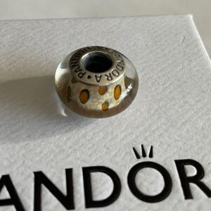 Pandora Clear Murano Glass Charm with Yellow Dots